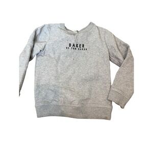 Baker By Ted Baker Sweatshirt Kids 7 Gray Fleece Pullover Logo Crewneck Unisex